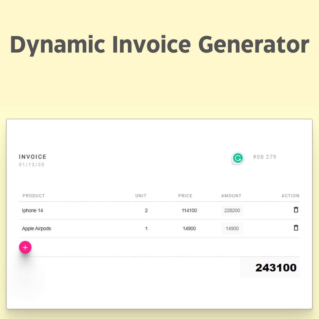 create a dynamic invoice generator using html, css, and javascript.jpg